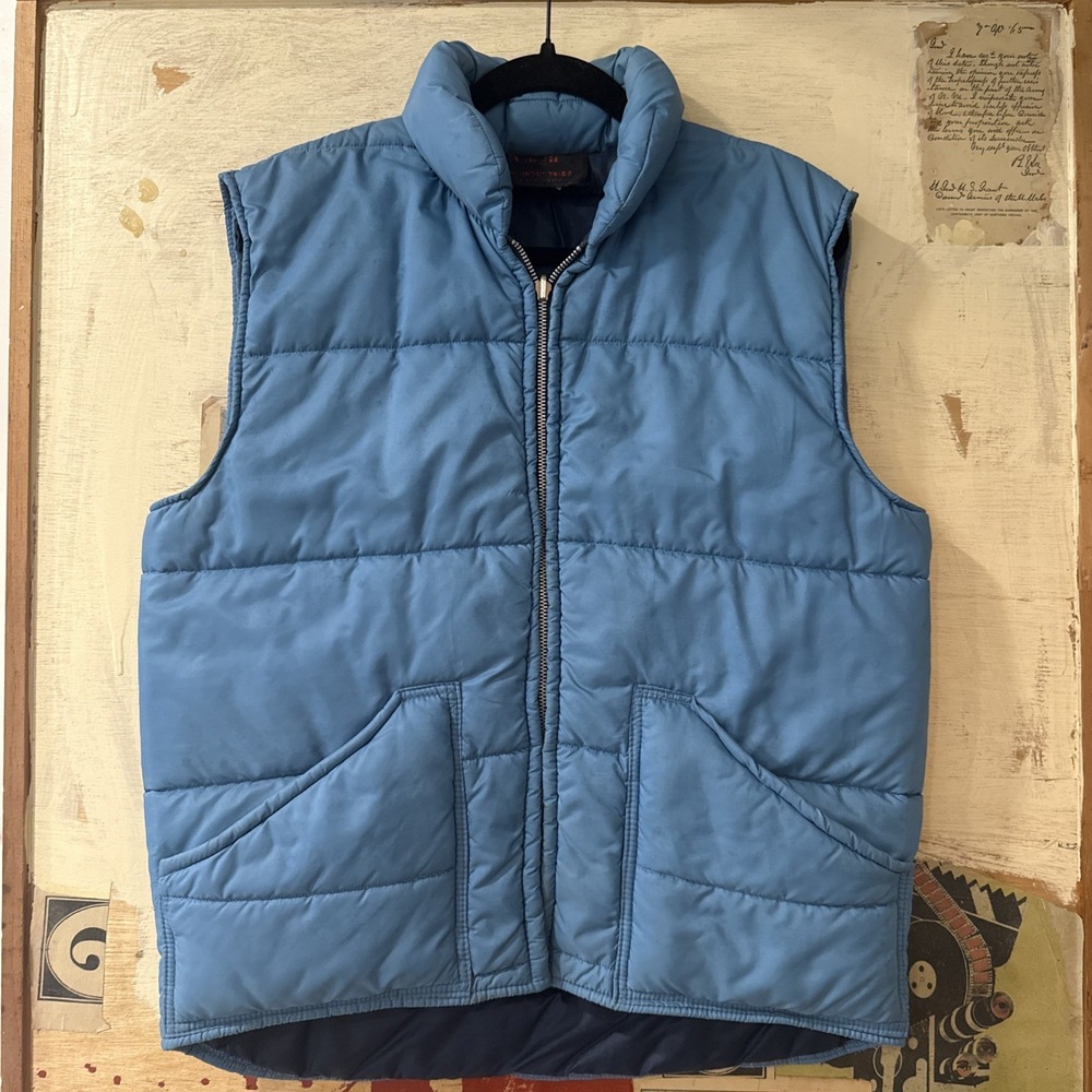 Vintage A & M Industries Puffer Vest‎ Unisex  Made in USA Blue Size L